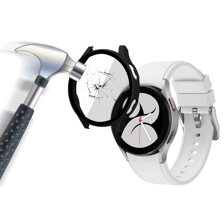 ENKAY Hat-Prince Full Coverage PC Frame + Tempered Glass Protector Composite Case for Samsung Galaxy Watch4 44mm(Black) - Watch Cases by ENKAY
