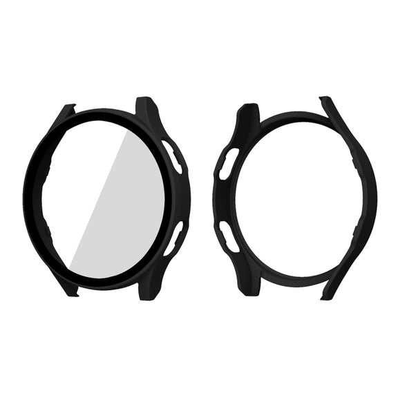 ENKAY Hat-Prince Full Coverage PC Frame + Tempered Glass Protector Composite Case for Samsung Galaxy Watch4 44mm(Black) - Watch Cases by ENKAY