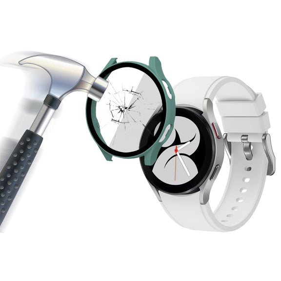 ENKAY Hat-Prince Full Coverage PC Frame + Tempered Glass Protector Composite Case for Samsung Galaxy Watch4 44mm(Green) - Watch Cases by ENKAY