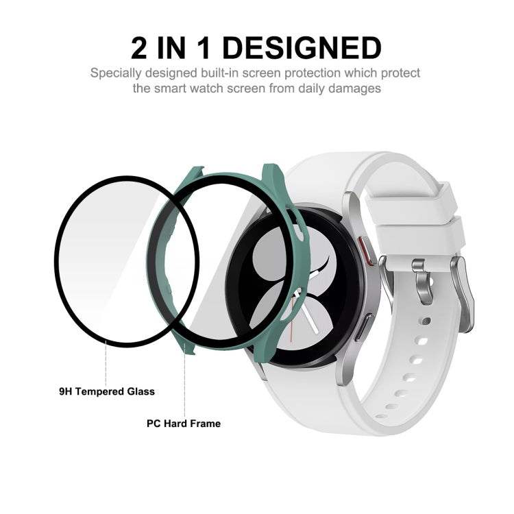 ENKAY Hat-Prince Full Coverage PC Frame + Tempered Glass Protector Composite Case for Samsung Galaxy Watch4 44mm(Green) - Watch Cases by ENKAY | Online Shopping South Africa | PMC TechLife | Buy Now Pay Later Mobicred