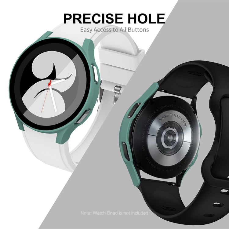 ENKAY Hat-Prince Full Coverage PC Frame + Tempered Glass Protector Composite Case for Samsung Galaxy Watch4 44mm(Green) - Watch Cases by ENKAY | Online Shopping South Africa | PMC TechLife | Buy Now Pay Later Mobicred