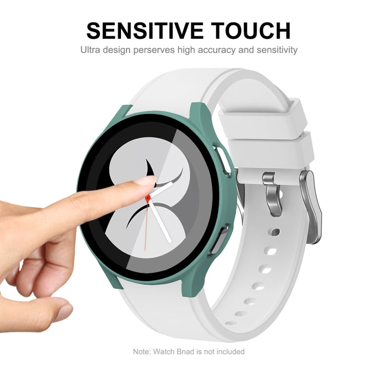 ENKAY Hat-Prince Full Coverage PC Frame + Tempered Glass Protector Composite Case for Samsung Galaxy Watch4 44mm(White) - Watch Cases by ENKAY | Online Shopping South Africa | PMC TechLife | Buy Now Pay Later Mobicred