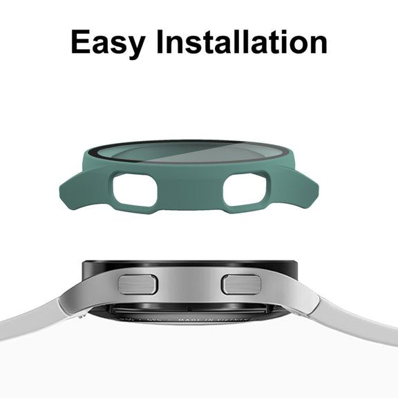 ENKAY Hat-Prince Full Coverage PC Frame + Tempered Glass Protector Composite Case for Samsung Galaxy Watch4 44mm(Black) - Watch Cases by ENKAY