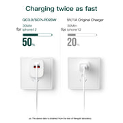 CS-20W Mini Portable PD3.0 + QC3.0 Dual Ports Fast Charger with 3A Type-C to 8 Pin Data Cable(US Plug)