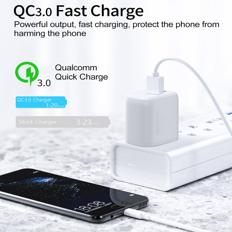 CS-20W Mini Portable PD3.0 + QC3.0 Dual Ports Fast Charger with 3A Type-C to 8 Pin Data Cable(US Plug)