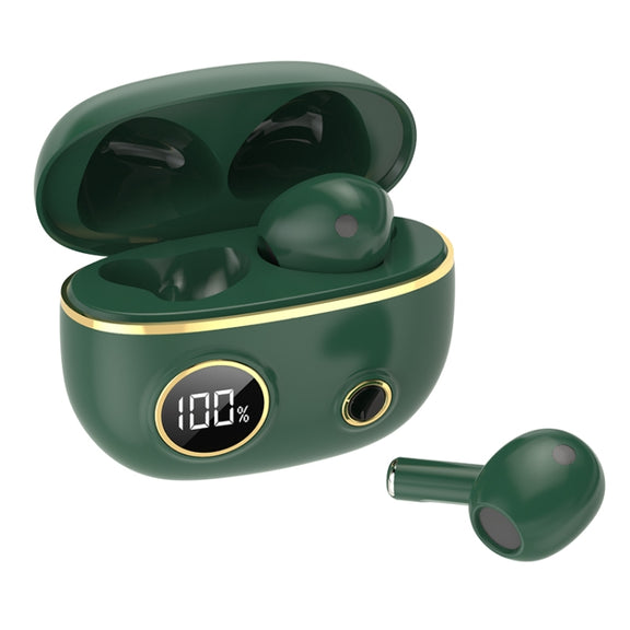 PRO100 TWS Bluetooth 5.2 Noise Canceling Water-resistant Earphones 9D Stereo Sports Headphone with Charging Case(Green)