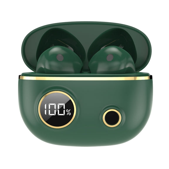PRO100 TWS Bluetooth 5.2 Noise Canceling Water-resistant Earphones 9D Stereo Sports Headphone with Charging Case(Green)