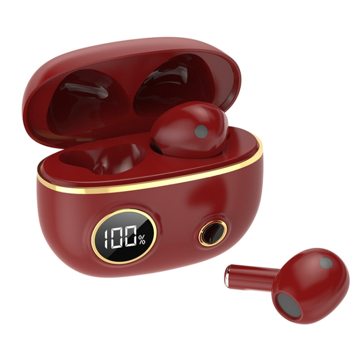 PRO100 TWS Bluetooth 5.2 Noise Canceling Water-resistant Earphones 9D Stereo Sports Headphone with Charging Case(Red)