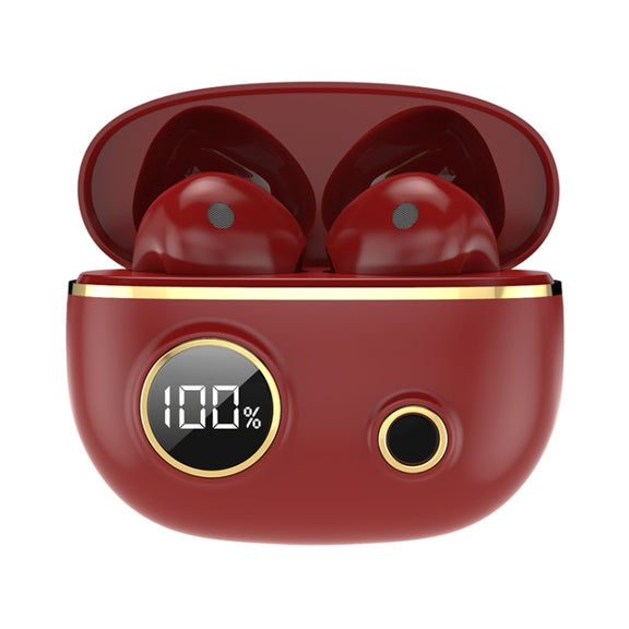 PRO100 TWS Bluetooth 5.2 Noise Canceling Water-resistant Earphones 9D Stereo Sports Headphone with Charging Case(Red)