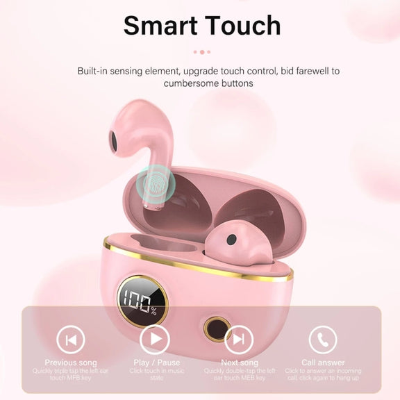 PRO100 TWS Bluetooth 5.2 Noise Canceling Water-resistant Earphones 9D Stereo Sports Headphone with Charging Case(Red)