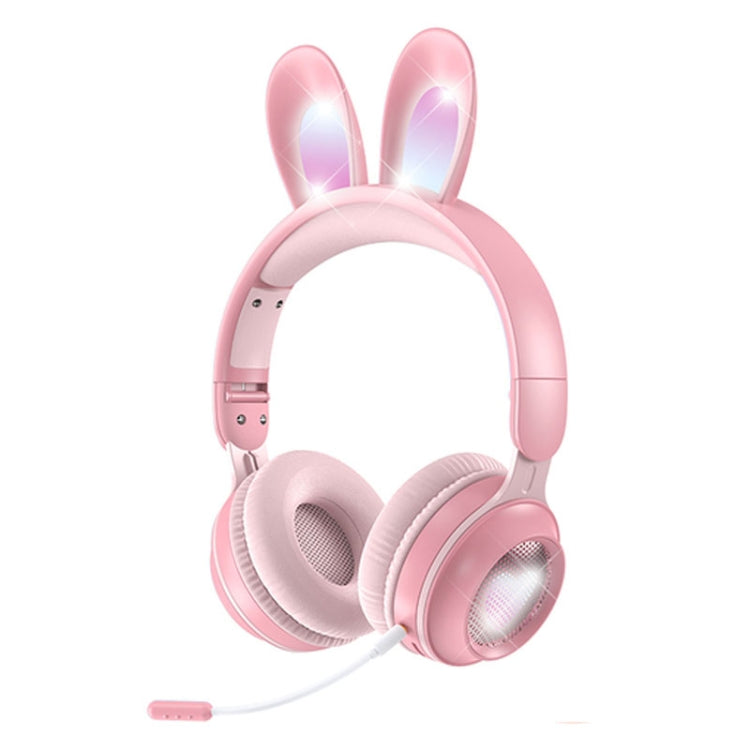 KE-01 Rabbit Ear Wireless Bluetooth 5.0 Stereo Music Foldable Headset with Mic For PC(Pink) - Headset & Headphone by PMC TechLife | Online Shopping South Africa | PMC TechLife
