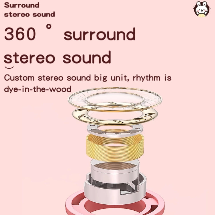 KE-01 Rabbit Ear Wireless Bluetooth 5.0 Stereo Music Foldable Headset with Mic For PC(White Pink) - Headset & Headphone by PMC TechLife | Online Shopping South Africa | PMC TechLife