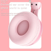 KE-01 Rabbit Ear Wireless Bluetooth 5.0 Stereo Music Foldable Headset with Mic For PC(Pink)