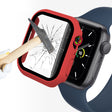 ENKAY Hat-Prince 2 in 1 PC Frame + 9H Tempered Glass Protector Full Coverage Case For Apple Watch Series 8 / 7 41mm(Red) - Watch Cases by ENKAY | Online Shopping South Africa | PMC TechLife | Buy Now Pay Later Mobicred