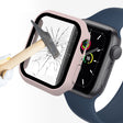 ENKAY Hat-Prince 2 in 1 PC Frame + 9H Tempered Glass Protector Full Coverage Case For Apple Watch Series 8 / 7 45mm(Pink) - Watch Cases by ENKAY | Online Shopping South Africa | PMC TechLife | Buy Now Pay Later Mobicred