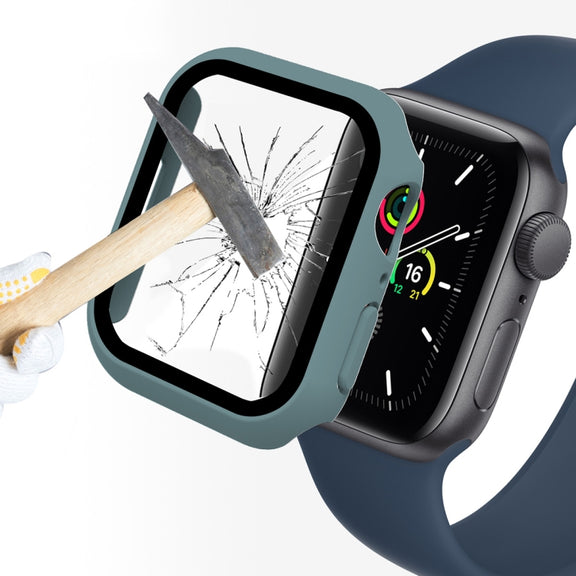 ENKAY Hat-Prince 2 in 1 PC Frame + 9H Tempered Glass Protector Full Coverage Case For Apple Watch Series 8 / 7 45mm(Green)
