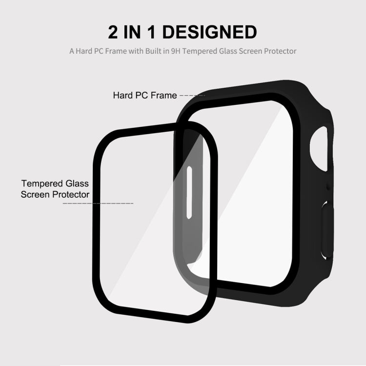 ENKAY Hat-Prince 2 in 1 PC Frame + 9H Tempered Glass Protector Full Coverage Case For Apple Watch Series 8 / 7 45mm(Pink) - Watch Cases by ENKAY | Online Shopping South Africa | PMC TechLife | Buy Now Pay Later Mobicred
