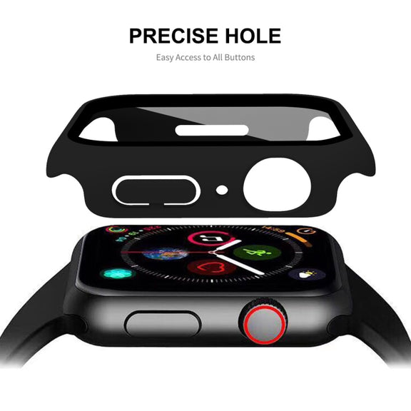 ENKAY Hat-Prince 2 in 1 PC Frame + 9H Tempered Glass Protector Full Coverage Case For Apple Watch Series 8 / 7 45mm(Pink)