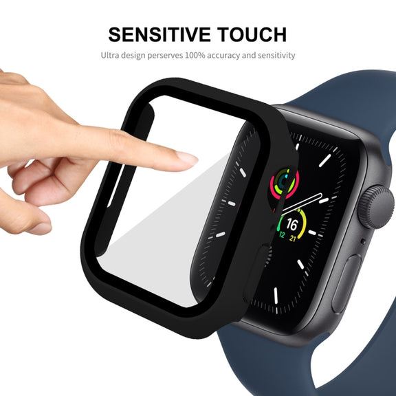 ENKAY Hat-Prince 2 in 1 PC Frame + 9H Tempered Glass Protector Full Coverage Case For Apple Watch Series 8 / 7 45mm(Pink)
