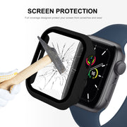 ENKAY Hat-Prince 2 in 1 PC Frame + 9H Tempered Glass Protector Full Coverage Case For Apple Watch Series 8 / 7 45mm(Pink)