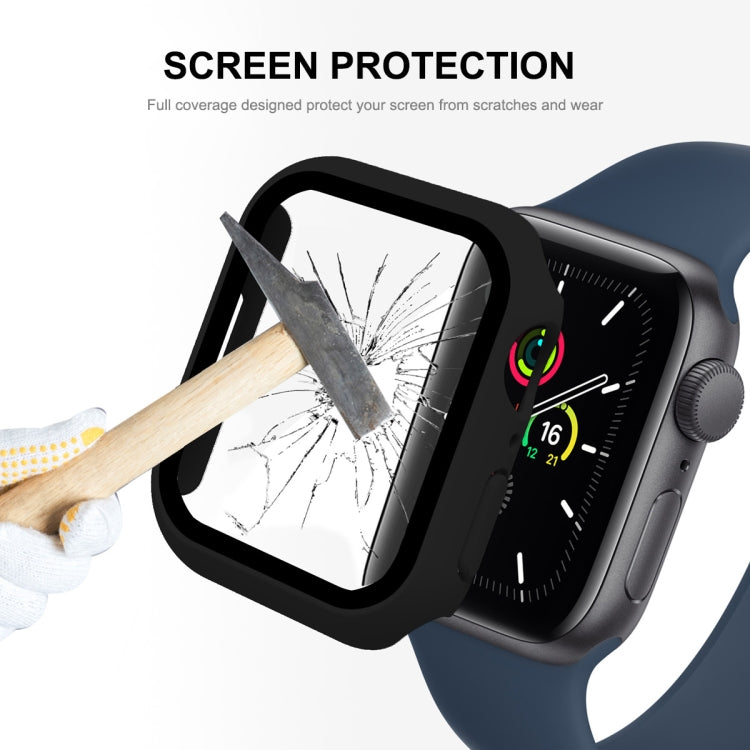 ENKAY Hat-Prince 2 in 1 PC Frame + 9H Tempered Glass Protector Full Coverage Case For Apple Watch Series 8 / 7 45mm(Pink)