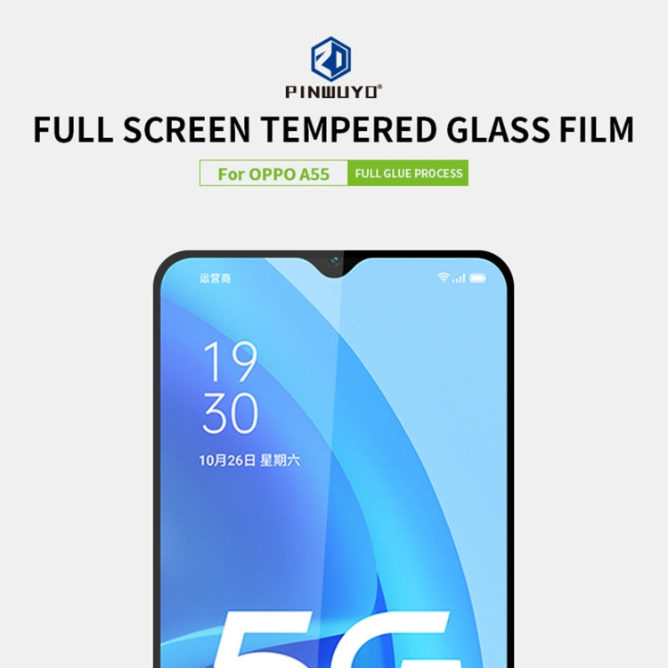 For OPPO A55 PINWUYO 9H 2.5D Full Screen Tempered Glass Film(Black)