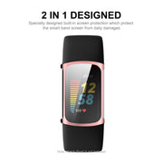 For Fitbit Charge 5/ Charge 6 ENKAY Hat-Prince Full Coverage Electroplated Soft TPU Case Scratch Resistant Cover(Pink)