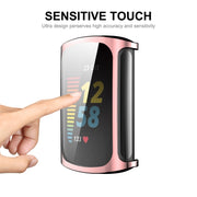 For Fitbit Charge 5/ Charge 6 ENKAY Hat-Prince Full Coverage Electroplated Soft TPU Case Scratch Resistant Cover(Pink)