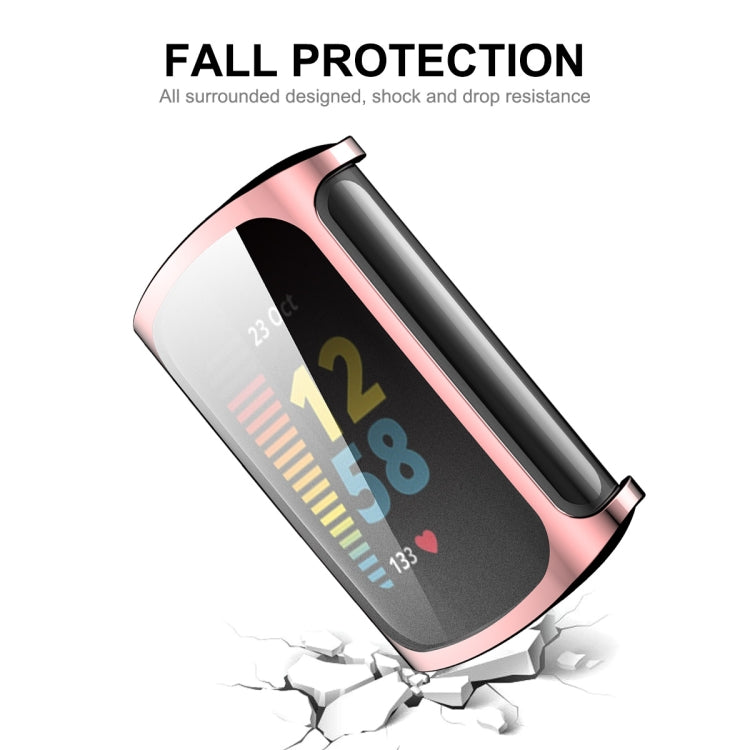 For Fitbit Charge 5/ Charge 6 ENKAY Hat-Prince Full Coverage Electroplated Soft TPU Case Scratch Resistant Cover(Rose Gold) - free shipping - PMC Jewellery - Order now!