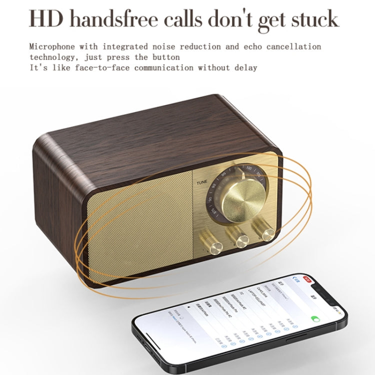 OneDer JY-66 Wooden Wireless BT5.0 Retro Classic Speaker FM Radio Support TF / U-Disk / AUX - free shipping - PMC TechLife - Order now!