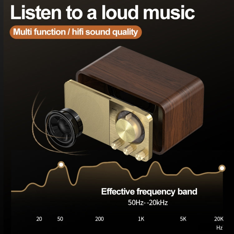 OneDer JY-66 Wooden Wireless BT5.0 Retro Classic Speaker FM Radio Support TF / U-Disk / AUX - free shipping - PMC TechLife - Order now!