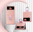 For Samsung Galaxy Z Flip3 5G Skin Feel Folding Phone Case with Drawstring Key Chain(Rose Gold) - Galaxy Phone Cases by PMC TechLife | Online Shopping South Africa | PMC TechLife