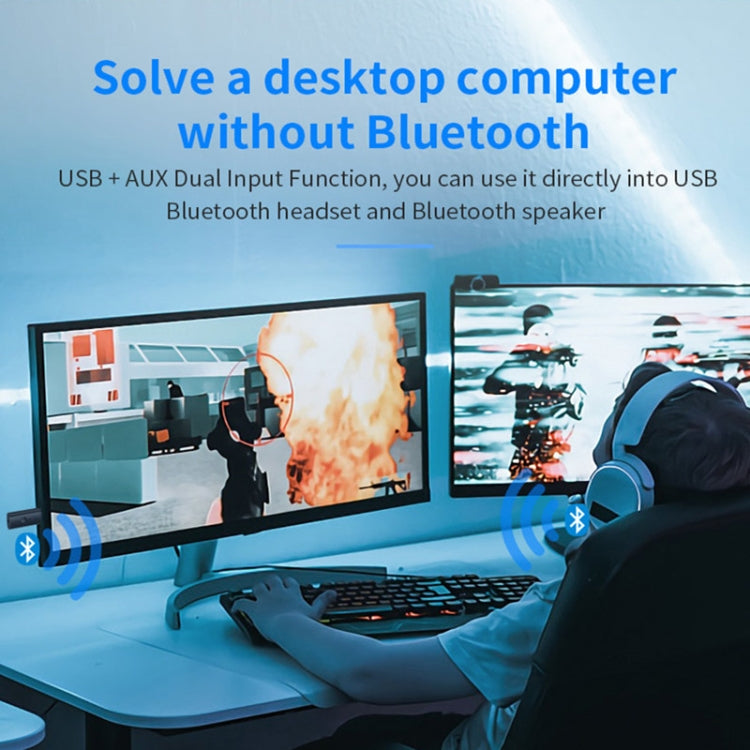 TX35 Bluetooth 5.2 Transmitter One Drag Two USB / AUX Dual Output - Audio Receiver Transmitter by PMC TechLife | Online Shopping South Africa | PMC TechLife