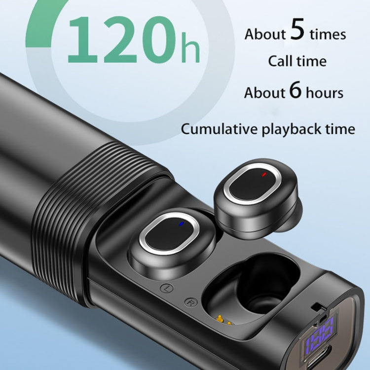 T&G TG909 TWS In-Ear Mini Dual Channel Stereo Bluetooth Earphones with LED Display(Black Gold)