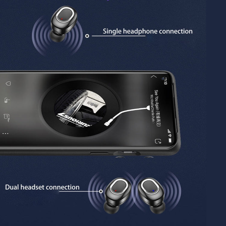 T&G TG909 TWS In-Ear Mini Dual Channel Stereo Bluetooth Earphones with LED Display(Black Silver) - Bluetooth Earphone by T&G | Online Shopping South Africa | PMC TechLife | Buy Now Pay Later Mobicred