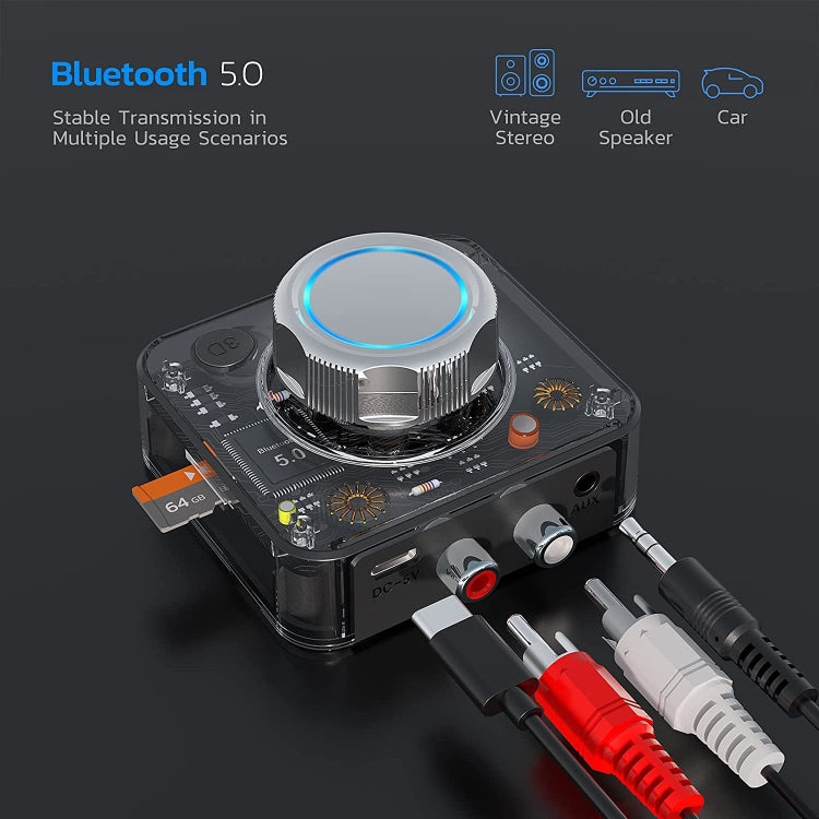 C39 Bluetooth 5.0 Receiver RCA to 3.5mm Wireless Audio Converter Support TF Card - Audio Receiver Transmitter by PMC TechLife | Online Shopping South Africa | PMC TechLife