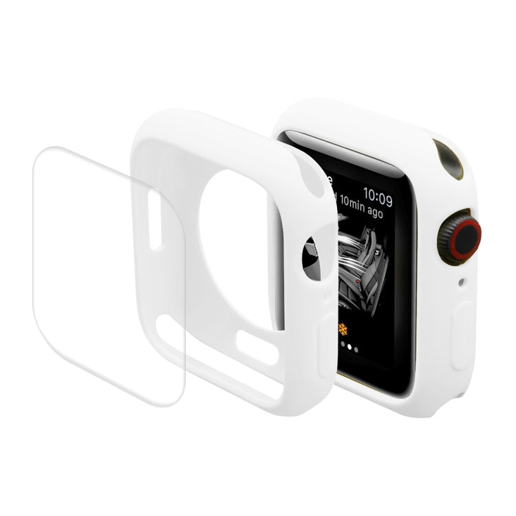 ENKAY Hat-Prince Protective TPU Watch Case + Full Coverage PET Screen Protector Film For Apple Watch Series 8 / 7 41mm(White) - Watch Cases by ENKAY | Online Shopping South Africa | PMC TechLife | Buy Now Pay Later Mobicred