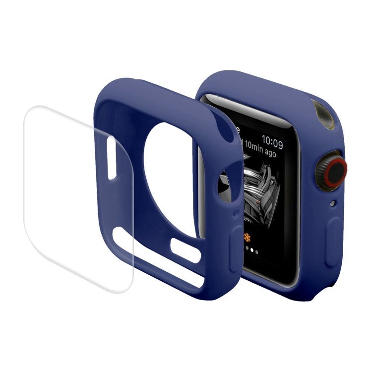ENKAY Hat-Prince Protective TPU Watch Case + Full Coverage PET Screen Protector Film For Apple Watch Series 8 / 7 41mm(Dark Blue) - Watch Cases by ENKAY | Online Shopping South Africa | PMC TechLife | Buy Now Pay Later Mobicred