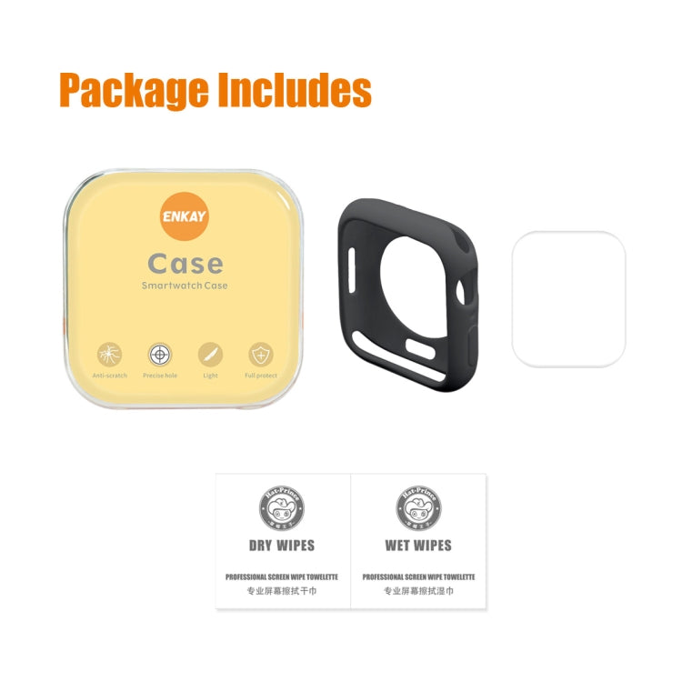 ENKAY Hat-Prince Protective TPU Watch Case + Full Coverage PET Screen Protector Film For Apple Watch Series 8 / 7 41mm(Black) - free shipping - PMC TechLife - Order now!