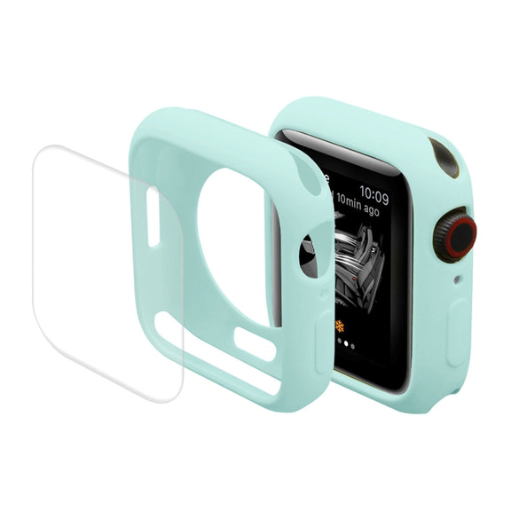 ENKAY Hat-Prince Protective TPU Watch Case + Full Coverage PET Screen Protector Film For Apple Watch Series 8 / 7 45mm(Light Blue) - Watch Cases by ENKAY