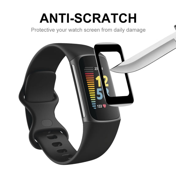 For Fitbit Charge 5 / Charge 6 5pcs ENKAY Hat-Prince 3D Curved Edge PC Edge PMMA HD Screen Film