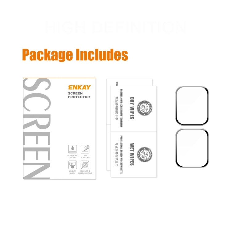2 PCS ENKAY Hat-Prince 3D Curved Edge Full Coverage Full Tempered Glass HD Screen Protector Film For Apple Watch Series 7 41mm(Transparent)