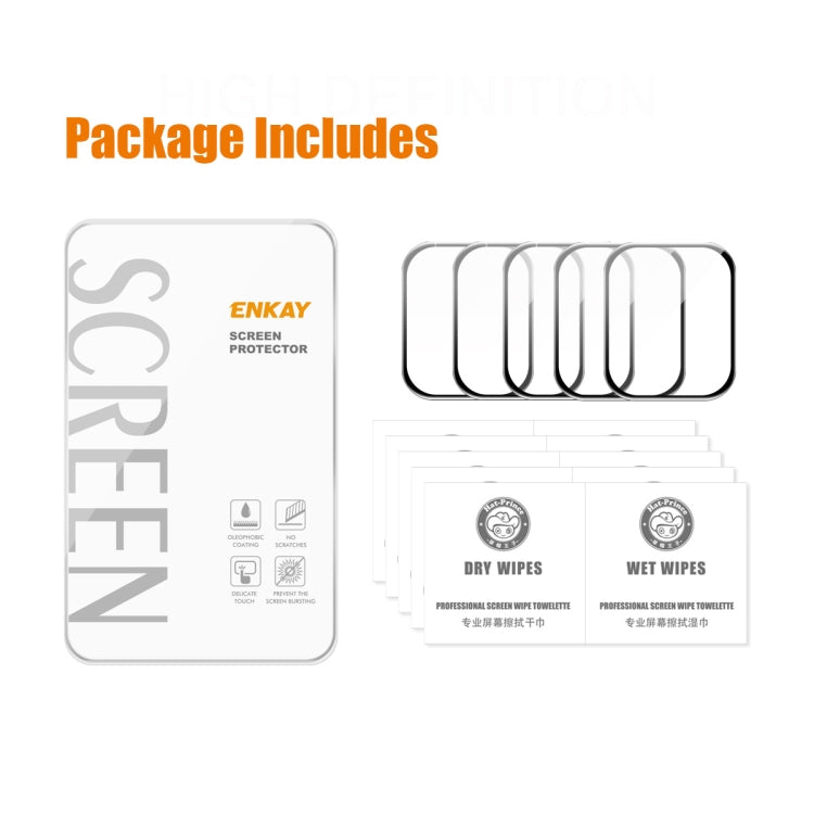 5 PCS ENKAY Hat-Prince 3D Curved Edge Full Coverage Full Tempered Glass HD Screen Protector Film For Apple Watch Series 7 45mm(Transparent)