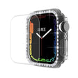 ENKAY Hat-Prince Electroplate PC Diamond Watch Case + Full Coverage Curved PET Screen Protector Film For Apple Watch Series 8 / 7 45mm(Transparent) - Watch Cases by ENKAY