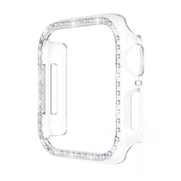 ENKAY Hat-Prince Electroplate PC Diamond Watch Case + Full Coverage Curved PET Screen Protector Film For Apple Watch Series 8 / 7 45mm(Transparent) - Watch Cases by ENKAY
