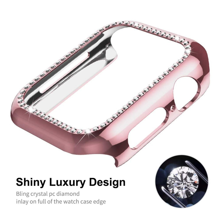 ENKAY Hat-Prince Electroplate PC Diamond Watch Case + Full Coverage Curved PET Screen Protector Film For Apple Watch Series 8 / 7 45mm(Pink) - Watch Cases by ENKAY | Online Shopping South Africa | PMC TechLife | Buy Now Pay Later Mobicred