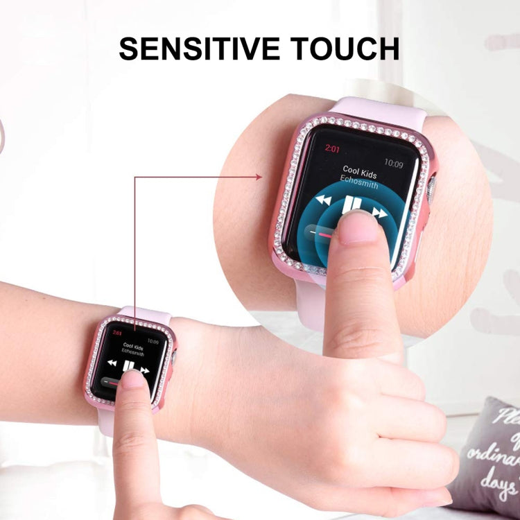 ENKAY Hat-Prince Electroplate PC Diamond Watch Case + Full Coverage Curved PET Screen Protector Film For Apple Watch Series 8 / 7 45mm(Silver) - Watch Cases by ENKAY | Online Shopping South Africa | PMC TechLife | Buy Now Pay Later Mobicred