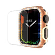 ENKAY Hat-Prince Electroplate PC Diamond Watch Case + Full Coverage Curved PET Screen Protector Film For Apple Watch Series 8 / 7 41mm(Rose Gold) - Watch Cases by ENKAY