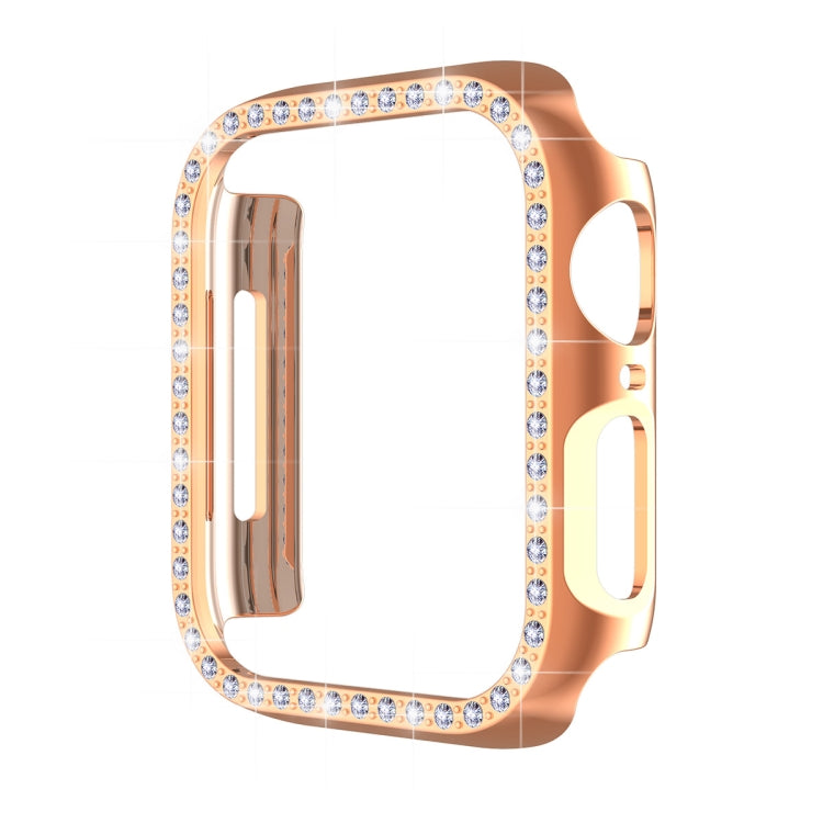 ENKAY Hat-Prince Electroplate PC Diamond Watch Case + Full Coverage Curved PET Screen Protector Film For Apple Watch Series 8 / 7 41mm(Rose Gold) - Watch Cases by ENKAY