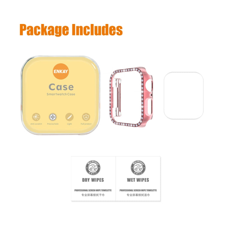 ENKAY Hat-Prince Electroplate PC Diamond Watch Case + Full Coverage Curved PET Screen Protector Film For Apple Watch Series 8 / 7 41mm(Black) - Watch Cases by ENKAY | Online Shopping South Africa | PMC TechLife | Buy Now Pay Later Mobicred